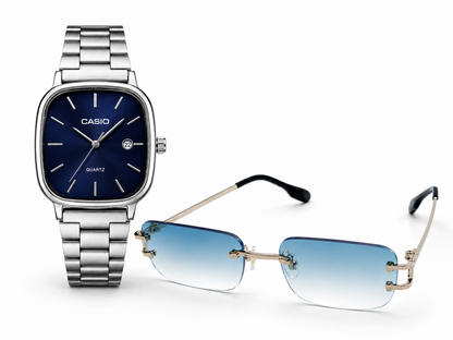 Montre Élégante + Lunettes de Soleil — Pack Homme