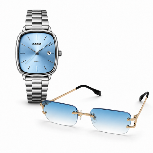 Montre Élégante + Lunettes de Soleil — Pack Homme