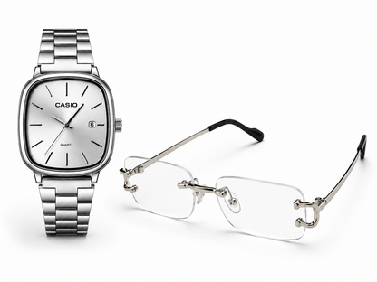 Montre Élégante + Lunettes de Soleil — Pack Homme