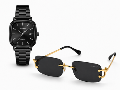 Montre Élégante + Lunettes de Soleil — Pack Homme
